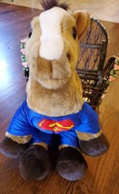 Build a Bear Plush horse Brown &amp; White Stuffed 17” superman outfit - $23.38