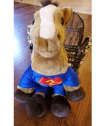Build a Bear Plush horse Brown &amp; White Stuffed 17” superman outfit - £18.39 GBP