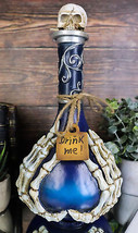 Witchcraft Skeleton Fingers And Skull Blue Decorative Potion Bottle Drink Me! - £24.04 GBP