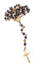 Gold Jewelry 18 Long Rosary Virgin Mary Necklace - - £37.62 GBP