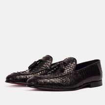 Vinci The Bethesda Black Pyhtn Skin Leather Tassel Loafer Men Shoe image 2