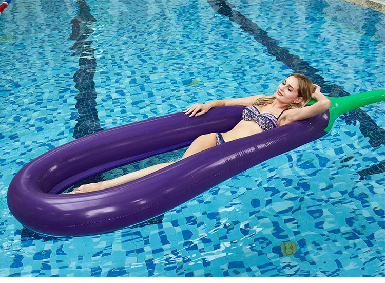 Giant Inflatable Eggplant Pool Floats Tube Raft Swimming Ring Circle Water Bed - £41.34 GBP