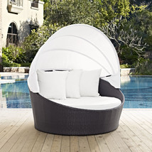 Convene Canopy Outdoor Patio Daybed Espresso White EEI-2175-EXP-WHI - £973.01 GBP
