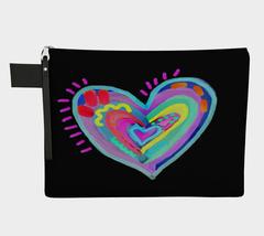 Funky Abstract Art Heart on Canvas Wristlet Clutch Bag Purse Cosmetics Bag - £36.53 GBP
