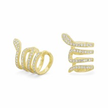 14K Yellow Gold Plated Snake Ear Cuffs with Signity Created Diamonds Earrings  - £100.15 GBP