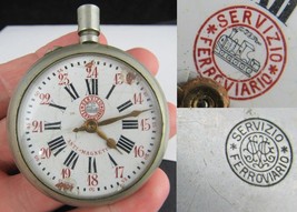 RARE railroad pocket watch ITALIAN 18s military &quot;SERVIZIO FERROVIARIO&quot; - £351.94 GBP