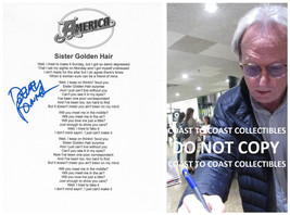 Dewey Bunnell signed America &quot;Sister Golden Hair&quot; Lyrics sheet COA Proof... - £114.58 GBP