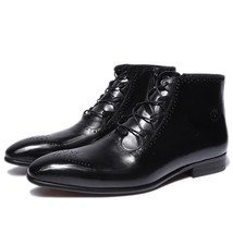 Men&#39;s Leather Boots Handmade Genuine Leather Mens Ankle Boots High Top Zip Lace  - £108.35 GBP