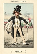 National Types - America - Costume - Greenbacks - 1850&#39;s - Political Poster - £26.37 GBP