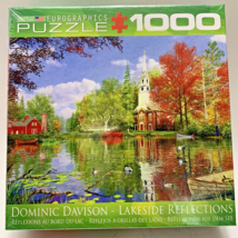 Fall Country Scene Puzzle 1000 PC Jigsaw Lakeside Reflections Church Riv... - $18.00