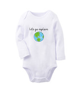 Let's Go Explore Funny Baby Bodysuit Newborn Romper Infant Jumpsuit Long Outfits - £9.43 GBP