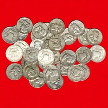 Lot Of 10 Random 1958- Benjamin Franklin Half Dollar 90% Silver - £88.96 GBP