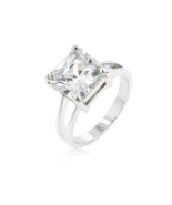 Silvertone Rhodium Plated Brass 5ct Princess-Cut Clear Cubic Zirconia Ring - $37.87 CAD