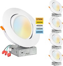 [4-Pack] 6-Inch Gimbal Air-Tight Led 2700K-6000K 5Cct Color, Vgb65W-4P - £67.46 GBP