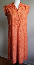 Vtg Unbranded 37&quot; Bust Orange Cap Sleeve Dress Yellow Floral - £15.65 GBP
