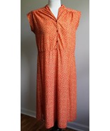 Vtg Unbranded 37&quot; Bust Orange Cap Sleeve Dress Yellow Floral - £15.54 GBP