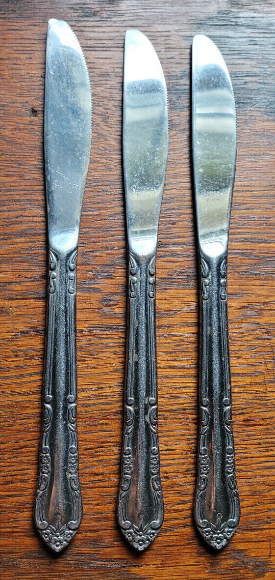 Primary image for Set Of 3 Imperial Stainless Steel Knives Flowers Collectible Decorative Nice