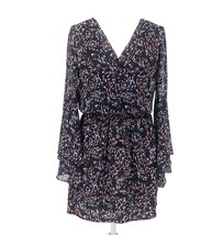 Womens Multicolor Blouson Dress Bell Sleeve V-neck Stretch Waist Studded WHBM - £33.11 GBP