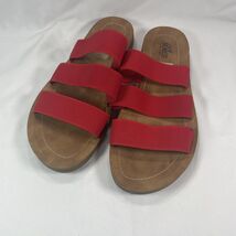 Women’s Medium 8-8 1/2 Sandals Red Straps Good Soles By Catherine’s - $9.16