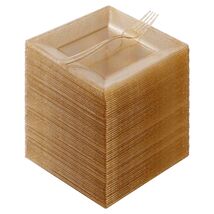 Goodluck 240PC Gold Glitter 6.5" Square Dessert Plates &amp; 7.4" Forks - $63.02