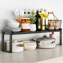 Expandable Cabinet Shelf Organizer 16~26&quot; Stackable Kitchen Counter Shelf Rack 2 - £33.40 GBP