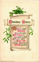 Vtg Postcard 1913 Winsch Christmas Greetings Christmas Wishes Poem Scroll Unp - £6.93 GBP