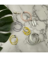 Vintage 90s Earrings Lot Pastel Color Yellow White Hoops Studs 7 Pairs M... - $428.98 MXN