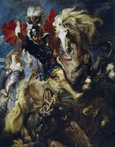 Art St George Battles the Drag. Pets Oil Painting Giclee Print Canvas - £6.92 GBP+