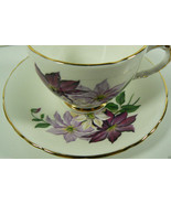 Delphine Bone China England Porcelain Floral Flower Tea Coffee Cup &amp; Sau... - £25.69 GBP