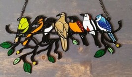 Stained Birds Hanging Window Suncatcher Multicolor Acrylic Glass 7.5x4.5 - $18.51