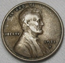 1911-S Lincoln Wheat Cent CH F Coin AE964 - £34.74 GBP