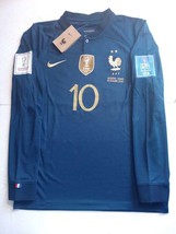 Kylian Mbappe France 2022 World Cup Final Stadium Home Long Sleeve Soccer Jersey - £87.92 GBP