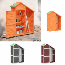 Outdoor Garden Patio Wooden Pine Wood Tool Storage Shed With Door Roof Base - $322.67+