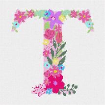 Pepita Needlepoint kit: The Letter T Flowering Pastel, 7&quot; x 7&quot; - £39.87 GBP+