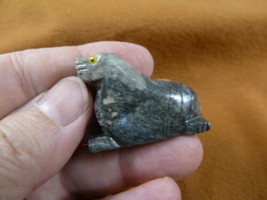 Y-SEAL-44) gray SEAL small carving gem stone SOAPSTONE PERU I love baby ... - $8.59
