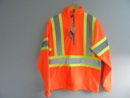 CoolWorks Men's Half Zip Fleece Hooded Sweatshirt Work Wear Orange Medium - $35.62