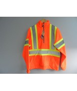 CoolWorks Men&#39;s Half Zip Fleece Hooded Sweatshirt Work Wear Orange Medium - £27.91 GBP