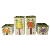 1950s RANSBURG Kitchen Canisters Retro COTTAGECORE HAND PAINTED Fruit MC... - £31.64 GBP