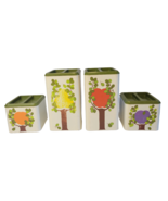 1950s RANSBURG Kitchen Canisters Retro COTTAGECORE HAND PAINTED Fruit MC... - $53.91 CAD