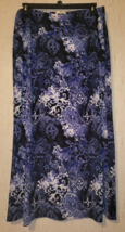 WOMENS Christopher &amp; Banks BLUES &amp; WHITE ABSTRACT PRINT LONG KNIT SKIRT ... - €17,21 EUR