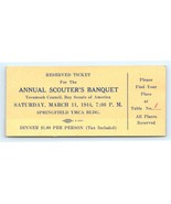 1944 Annual Scouter&#39;s Banquet Reserved Ticket Boy Scouts Of America - $14.85