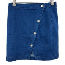 Francesca’s Harper Heritage Denim Diagonal Snap Mini Skirt Size Small - £10.26 GBP