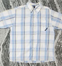 SouthPole White Blue &amp; Yellow Plaid Button Up Short Sleeve Men&#39;s Shirt Size XL - £11.69 GBP