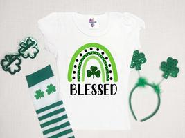 St Patrick  Day t Shirt, Blessed St Patrick Day T Shirt,  Girls St. Patrick T-Sh - £21.47 GBP - £23.86 GBP
