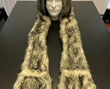 White Wolf Spirit Animal Hood Faux Fur Hat w/ Scarfs Mittens &amp; Paws 3 in 1 - £19.02 GBP