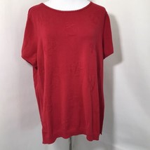 Talbots Red Anchor Print Short Sleeve Sweater Sz XL - £18.69 GBP