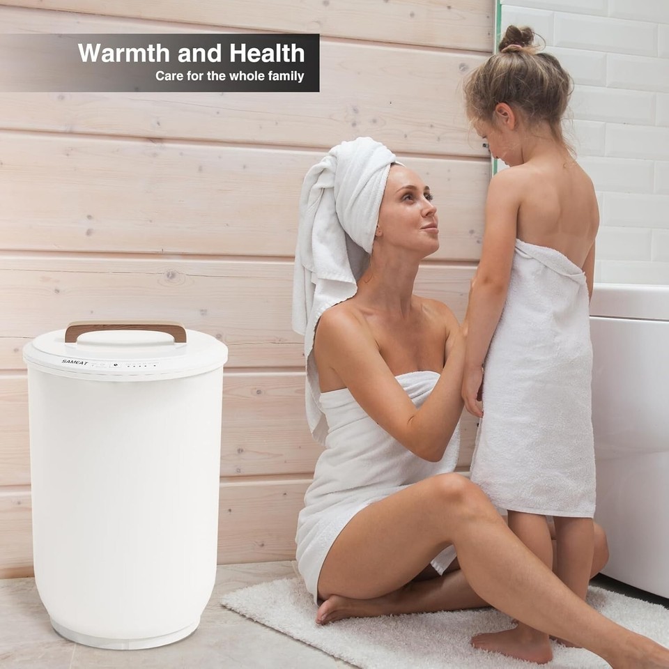 Extra Large Heated Towel Warmer with Timer - Safe Auto Shut Off & Wood Handle Item image 5