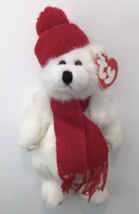 Vtg 1993 Ty Attic Treasures Peppermint Jointed White Bear Red Hat / Scarf Xmas - £7.97 GBP