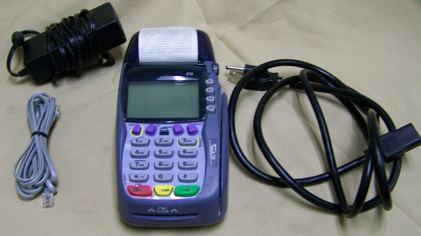 VeriFone OMNI 5750 V 570 Credit Card Terminal M257-566-04-NAA W Chip Reader - $44.55