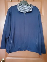 Allison Daley Size  3X Zip Up Blue Jacket Striped Collar - £15.48 GBP